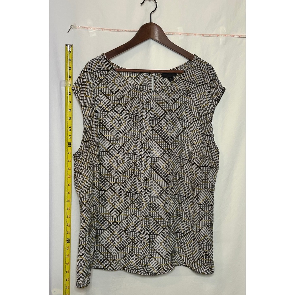 Worthington Woman‎ Geometric Print Cap Sleeve Blouse Top 3X